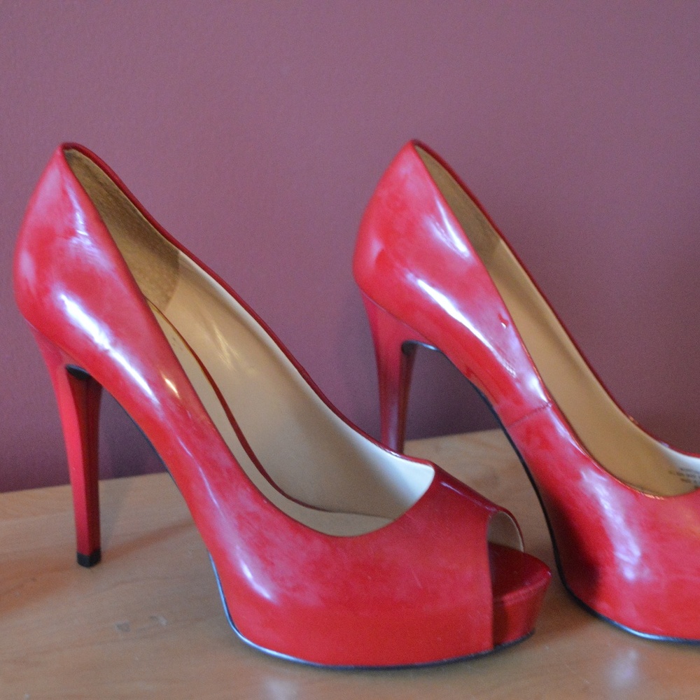 Guess Open Toe Red Heels